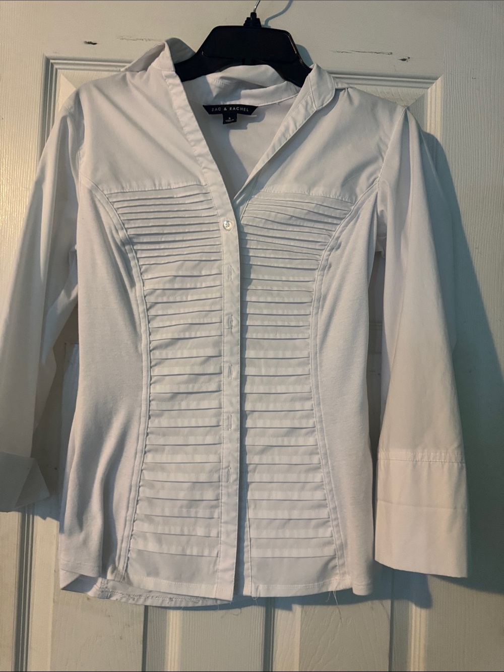 Zac & Rachel White Pleated Panel Button-Down Shirt
